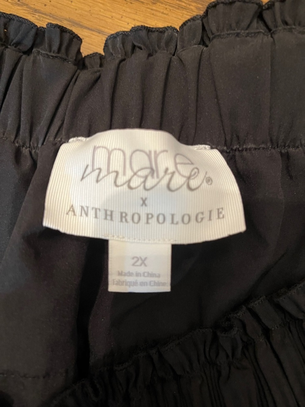 Mare Mare Anthropologie Tiered‎ Pleated Black Maxi Skirt, size 2X - Picture 7 of 9